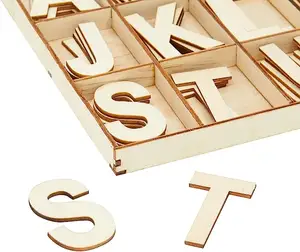 定制天然1英寸木制字母字母带分类托盘大木切割字母