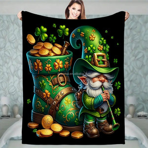 Lùn bốn lá cỏ ba lá flannel chăn vàng sáng tạo in phim hoạt hình trong nhà/ngoài trời phòng ngủ phòng khách văn phòng màu xanh lá cây - Product Image 4