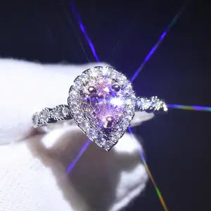 Cincin Pertunangan Pernikahan, Perhiasan Cincin Berlian Besar Wanita, Harga Murah Cincin Emas 18K