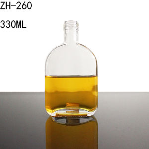 Haute Qualité Plat Vide 330ml Whisky Vodka Gin Rhum Tequila Bouteilles De Qualité Alimentaire Flacon Vin Jus <span class=keywords><strong>Alcool</strong></span> Boisson Bouteille En Verre - Product Image 1