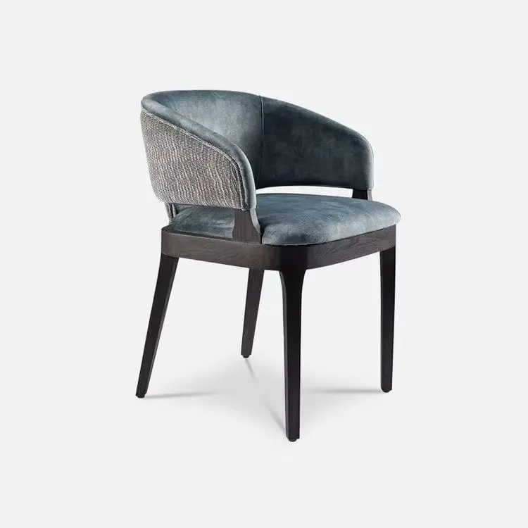İskandinav katı ahşap kumaş yemek sandalyeleri, modern ve basit kumaş arkalığı sandalyeler, kahve dükkanı müzakere sandalyeler