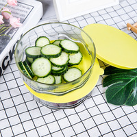 Vente en gros de bols 3pcs pour le stockage des aliments frais pour la conservation des salades Ensembles de vaisselle Ensemble de bols en verre transparent pour la cuisine avec couvercle