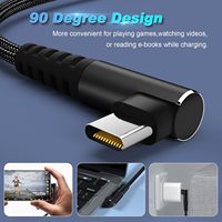 Kabel USB C ke USB C 100W 1ft 90 Derajat Kabel Tipe C Nilon Terjalin Sudut Kanan Kabel Pengisian Cepat USB C
