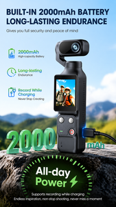 Caméra 4K Ultra HD anti-tremblement avec suivi IA 355 °   Caméscope WiFi à écran tactile de 2,0 pouces avec rotation automatique pour l'enregistrement vidéo, vlog, YouTube - Product Image 6