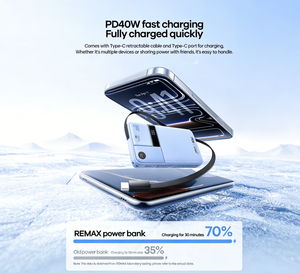 Power Bank <b>Type</b>-<b>C</b> Retractable <b>Cable</b> PD40 Fast Charging 10000mAh FP-123 FP-123 FP-123 FP-123 FP-123 FP-123 FP-123 FP-123 - Product Image 5