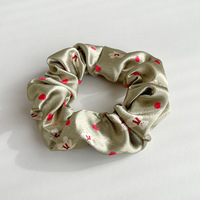Scrunchie Satin Cetak Warna-Warni, Scrunchie Cetak Kartun Lucu, Aksesoris Rambut, Ikat Rambut Satin Kristal Baru 2026