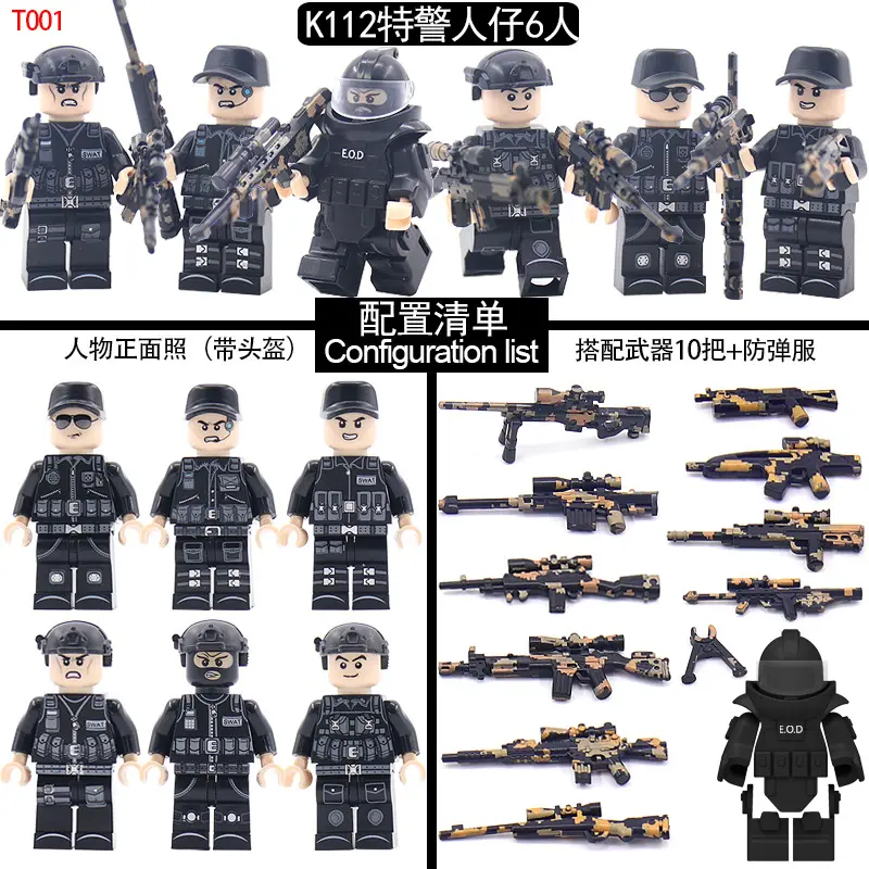 Mini Military SWAT figure Special Forces Weapon Set bricks building block for Legoing