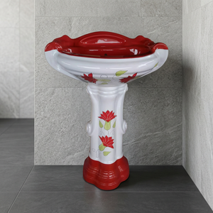 Big Sterling Vitrosa Pedestal and Round Wash Basin Set - Ceramic Sanitary Ware for Home Use in Iraq and Tanzania - Product Image 1