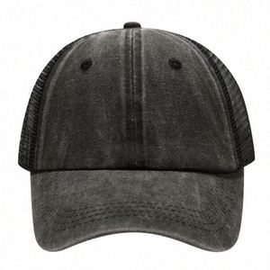 2025 Retro Washed Old Baseball <b>Hat</b> Net Cap Sunshade Breathable Logo Embroidered Blank Mesh Trucker <b>Hats</b> - Product Image 3