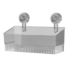 Suction Cup Faucet Holder Rectangular Transparent And Gray Durable Bathroom Shelves - Product Image 5