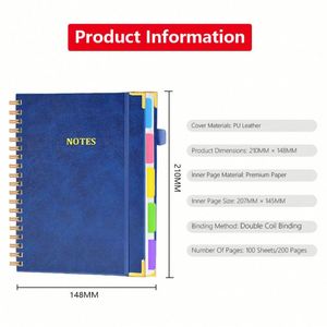Custom No Ink Bleeding Hard Soft Leather <b>Notepad</b> Printed <b>A5</b> A6 A4 Journal Planner PU Spiral Diary Notebook with logo for Student - Product Image 3