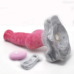 FAAK Remote Control Vibrator Animal Dog <b>Dildo</b> Vibrating Knot Penis With Sucker Silicon Color Large Anal Plug Sex Toys - Product Image 3