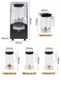 <span class=keywords><strong>Blender</strong></span> Smoothie Komersial Juicer Heavy Duty 1800W Motor Tembaga Murni Peredam Suara Untuk Rumah Tangga, Kedai Teh Susu, Toko Dessert, Penghalus 6 - Product Image 6