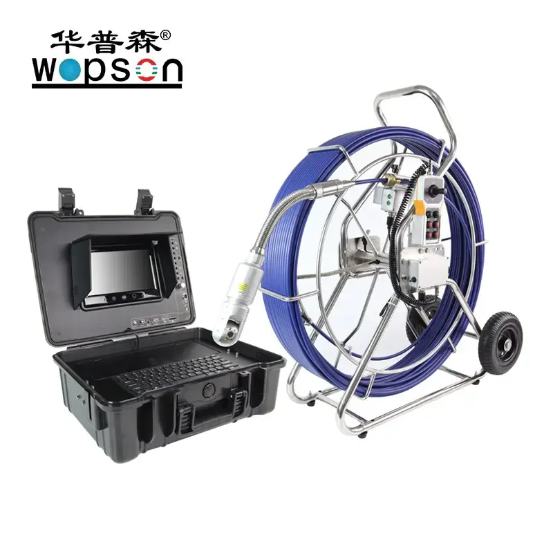 Wopson360度回転カメラヘッド15インチカラースクリーンパイプ検査用工業用下水道排水検査カメラ