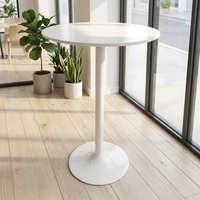 Table haute ronde blanche nordique tendance avec base à colonne unique, table de bar et de cocktail pour fêtes et salons, table de pub blanche pour cocktails