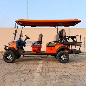Voitures de golf électriques tout-terrain populaires haute performance 6/8 places, orange, personnalisées avec compteur professionnel et suspension - Product Image 4