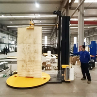 Machine d'emballage automatique de palettes extensibles motorisée par PLC avec plateau tournant à pression supérieure