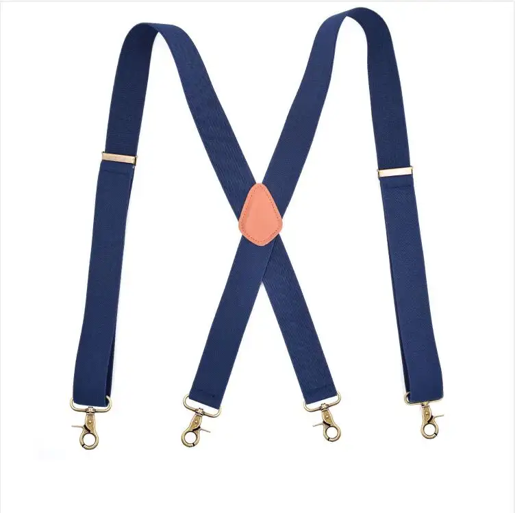 Custom Men Outdoor Heavy Duty Casual Adjustable Elastic X- Back 2 Inch Print Suspenders with 4 Snap Hooks