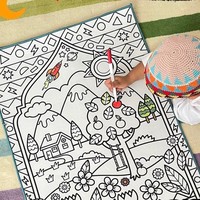 Tapis de Prière Turc Islamique pour Enfants, Dessin, Portable, 47x100cm, Dos en Jute, Poils Moyens, Polyester Lavable, Tapis de Prière Domestique