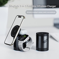 15W 3 in 1 Pengisi Daya Nirkabel Magnetik Portabel Stasiun Pengisian Cepat untuk Iphone Smart Watch