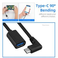 Adaptador USB C a USB 3.0 OTG de 90 Grados, Cable Convertidor de Transferencia de Datos de Alta Velocidad para Computadora Portátil, Tableta y Teléfono Móvil