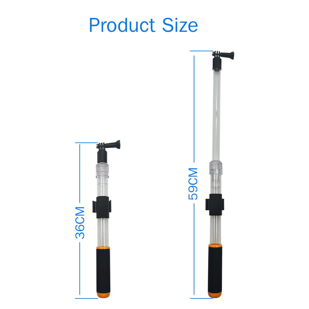 Hongdak Floating Selfie Stick Transparent Monopod Lightweight Retractable Stand for Gopro Screw for Gopro 7 6 5 4 3