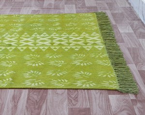 Organic Green Cotton Kilim <b>Rug</b> Handmade Luxury <b>Boho</b> Style Carpet Washable Non-Slip Travel Home Decor - Product Image 2