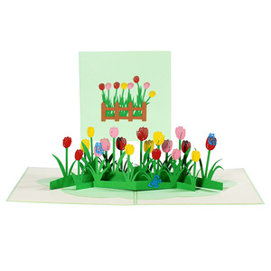 Biglietto d'<span class=keywords><strong>Auguri</strong></span> Fatto a Mano con Tulipani 3D Colorati per la Festa della Mamma, Biglietti di <span class=keywords><strong>Auguri</strong></span> Personalizzati Stampati all'Ingrosso - Product Image 5