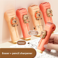 Gomme à effacer Soododo Push-Pull en caoutchouc, design Capybara, motif dessin animé, rechargeable, avec taille-crayon
