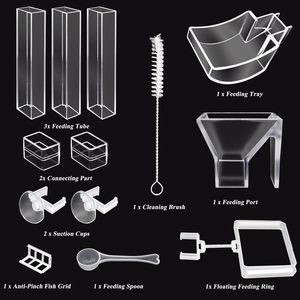 OEM Crevettes Alimentation Tube Et Plat Ensemble Tube Transparent Crevettes Mangeoire <span class=keywords><strong>Fish</strong></span> Tank Alimentation Fournitures Avec Anneau D'alimentation Aquarium Mangeoire À Poissons