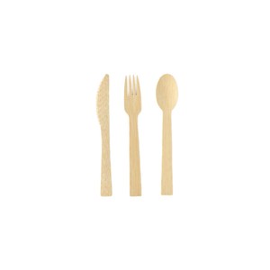 Juego de Cubiertos Desechables de Bambú Saint, Cuchillo, Tenedor y Cuchara de Bambú de Color Natural para Acampar, Hacer Picnic y Uso al Aire Libre - Product Image 3