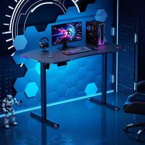 In Hoogte Verstelbare Elektrische Gaming Desk-Koolstofvezel Desktop Met Rgb Led Draadloos Opladen Ergonomisch Staand Bureau Voor Gamers - Product Image 3