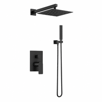 Ensemble de douche AMAXO anti-traces de doigts noir mat, système de douche encastré, adapté aux hôtels et aux villas