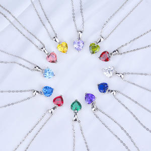 Changda <span class=keywords><strong>925</strong></span> स्टर्लिंग चांदी के गहने प्यार दिल 12 रंगीन जन्म का रत्न लटकन हार महिलाओं के लिए - Product Image 6