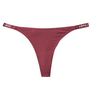 Ribbed Knit Women Thong Panties LOVE Letter Printed <b>Elastic</b> Waistband Low Rise Seamless Ladies G <b>String</b> Underpants Wholesale - Product Image 4