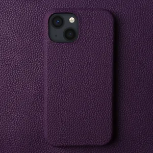Capa de couro para celular iphone 15 Pro Max, capa de couro real com padrão de seixo para iphone 14 13 12 Plus