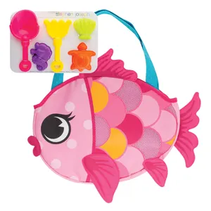 new arrival custom novelty mesh animal modeling fish dolphin butterfly lovely toddler children toy storage beach bag
