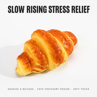 Jouet Squishy Croissant Classique à Remontée Lente, Motif Doré Brillant à Picots, Anti-Stress, Compagnon de Bureau