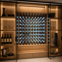 Support à Bouteilles de Vin LED Moderne en Acier Inoxydable, Présentoir Lumineux de Luxe, Écologique, Hauteur Réglable, Rangement Domestique et Bar