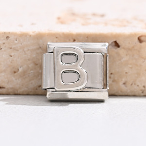 Silver Stainless Steel Letter Bracelet DIY Modular Charm Set Unisex Gift Jewelry - Product Image 3