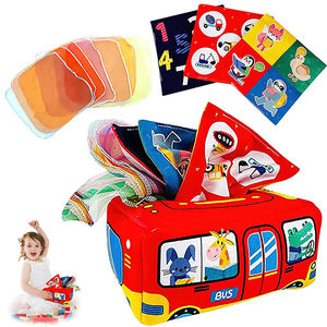Jouets sensoriels Montessori unisexes pour l'éducation précoce des bébés, 8 foulards en soie et boîte à mouchoirs en tissu pour bébés (plusieurs <span class=keywords><strong>mois</strong></span>) - Product Image 1