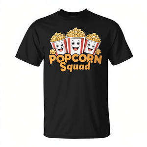 Camiseta Popcorn Squad con diseño de palomitas de maíz, color negro, talla para adulto - Product Image 2