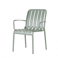 Chaise de jardin d'extérieur en aluminium, fauteuil de patio en métal à lattes, revêtement poudré, empilable, pour cour et hôtel