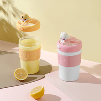 Gobelet à café en verre pour filles K54 personnalisé, nouveau, avec motif d'ours de dessin animé, mignon, isolé, bouteille d'eau en verre pour enfants avec paille