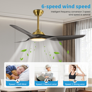 Produit phare : Ventilateur de plafond LED avec télécommande, style nordique, décoratif, pour salon et chambre, avec lumière F30201 - Product Image 5