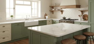 แผ่นหินควอตซ์เวียดนามสีเบจขนาดใหญ่ ดีไซน์โมเดิร์นแบบ 3 มิติ สำหรับโรงแรม ห้องครัว ห้องน้ำ โรงพยาบาล ท็อปโต๊ะเครื่องแป้ง - Product Image 4