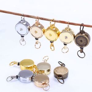 Porte-badge rétractable en métal robuste de forme ronde avec porte-clés - Product Image 2