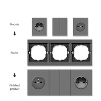 Panel de PC Delgado Ignífugo LAPU, Estándar Europeo, Interruptores y Enchufes de Pared de 1/2/3/4 Vías, 1/2 Posiciones, 250V, Blanco/Negro/Dorado/Gris, Ruso