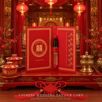 Carte d'échantillon de parfum avec support pour flacon, faible MOQ, pour mariages traditionnels chinois orientaux, cartes cadeaux rouges et dorées