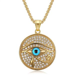 Collar con Colgante Ojo de Horus, Chapado en Oro, Acero Inoxidable con Incrustaciones de Diamantes de Imitación, Joyería de Regalo, Pieza de Moda - Product Image 5